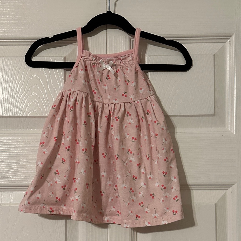 Pink Cherry & Floral Sleeveless Dress